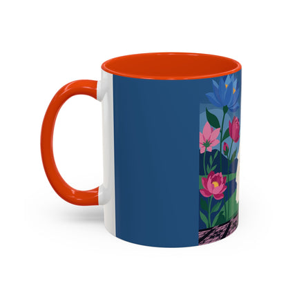 The Lady Of The Golden Parasol Colorful Mugs – Art Deco Botanical Elegance