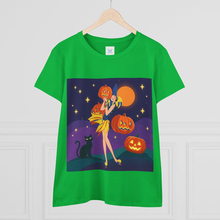 🎃🕯️ Moonlit Pumpkin Masquerade Cotton Tee – Whimsical Halloween Charm