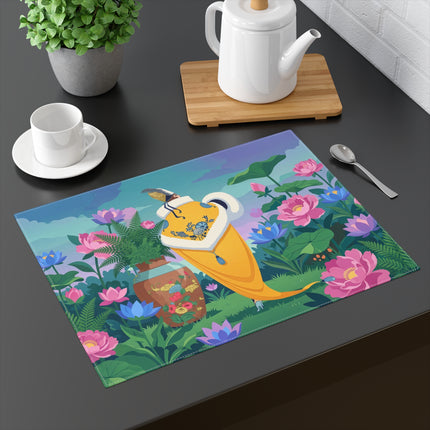 🪷✨ The Lady Of The Golden Lotus Garden Placemat – Art Deco Floral Elegance