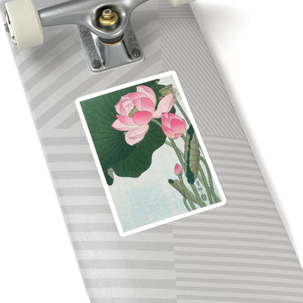 Blooming Lotus Flowers by Ohara Koson Kiss-Cut Stickers (4 Sizes)