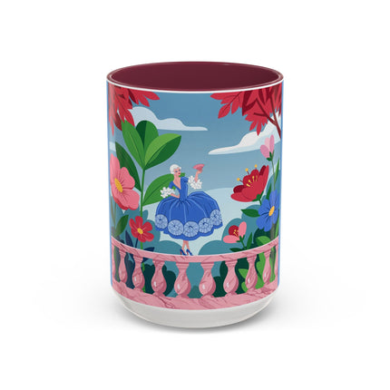 The Lady Of The Blossoming Terrace Colorful Mugs – Art Deco Floral Garden Elegance