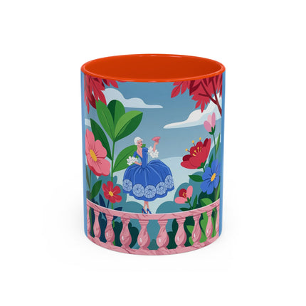 The Lady Of The Blossoming Terrace Colorful Mugs – Art Deco Floral Garden Elegance