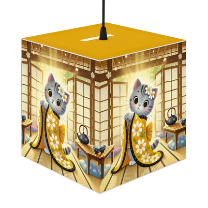 🐱🍵 Playful Kitten in the Tea Room Light Cube Lamp – Curious Charm & Cozy Whimsy