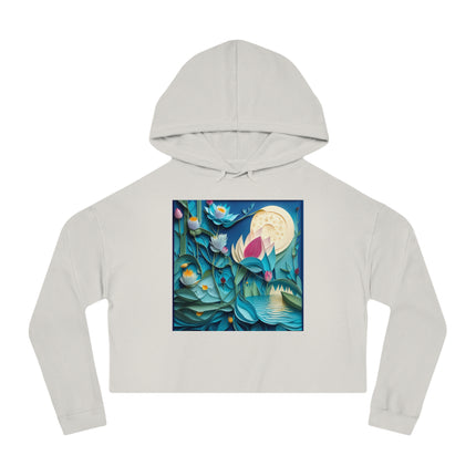 Ethereal Moonlit Lake Women’s Cropped Hooded Sweatshirt