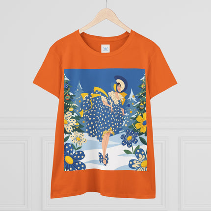 ❄️💙 The Bluebell Christmas Promenade Cotton Tee – Art Deco Holiday Elegance