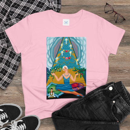 Art Deco Christmas Elegance Women's Midweight Cotton Tee