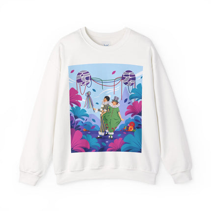 🎭🌸 The Garden Masquerade Crewneck Sweatshirt – Art Deco Floral Whimsy