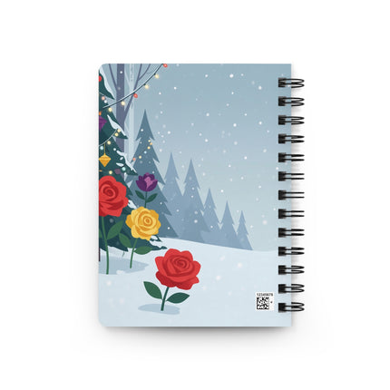🌹❄️ The Lady Of The Winter Rose Lights Spiral Notebook – Art Deco Holiday Elegance