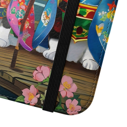 🌸🐱 Kimono Kitties Flip Case – Whimsical Elegance & Storybook Charm