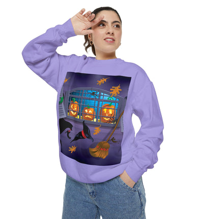 Whimsical Halloween Mischief Unisex Garment-Dyed Sweatshirt