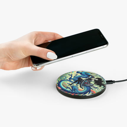 Mystic Guardian of the Sky Wireless Charger – Warrior Fairy & Turquoise Dragon