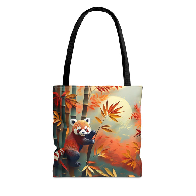 Red Panda at an Autumn Bamboo Grove Tote Bag (AOP)