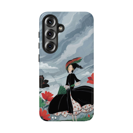 🌧️🌺 The Stormy Flower Walk Phone Case – Art Deco Floral Fashion