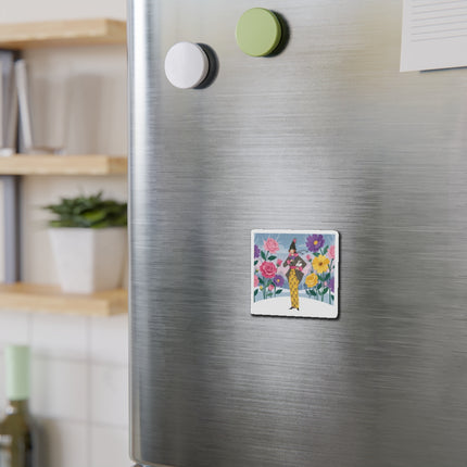 🐇🌸 The Lady With The White Rabbit Die-Cut Magnets – Art Deco Floral Whimsy