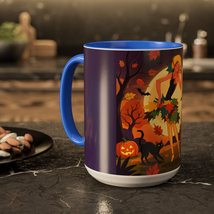 🌕🍂 Autumn Song Beneath The Harvest Moon Colorful Mug – Whimsical Halloween Charm