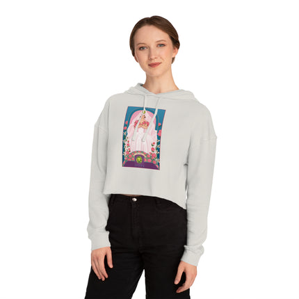 August & Peridot (from the Gem Series) by Sofia Chiostri Women’s Cropped Hooded Sweatshirt
