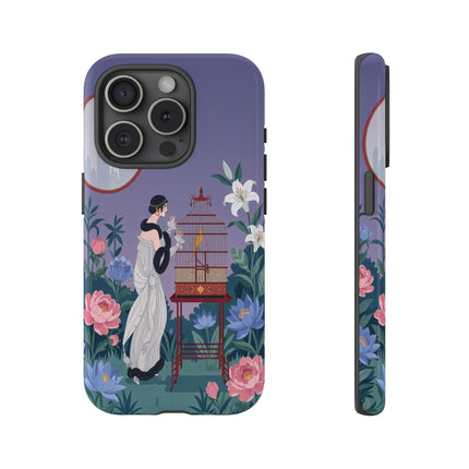 🌸🐦 The Lady Of The Garden Birdcage Phone Case – Art Deco Floral Elegance