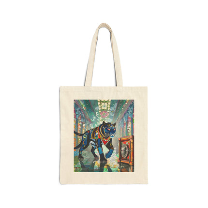 Cyber Panther's Hunt Cotton Canvas Tote Bag