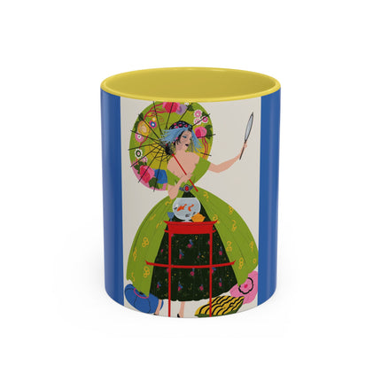 Lady with the Golden Fish Colorful Mugs – Whimsical Fashion & Playful Fantasy