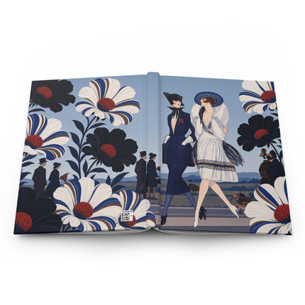 🌸💙 The Grand Floral Fashion Parade Hardcover Journal – Art Deco Style & Whimsy