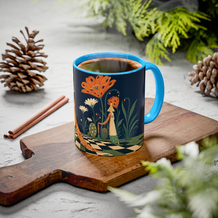 🌼🧡 The Midnight Floral Masquerade Colorful Mug – Art Deco Fashion Fantasy