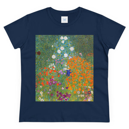 Cottage Garden by Gustav Klimt Women's Midweight Cotton Tee