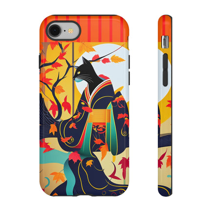 Black Cat in Kimono Phone Cases