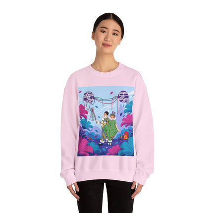 🎭🌸 The Garden Masquerade Crewneck Sweatshirt – Art Deco Floral Whimsy