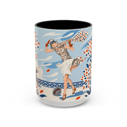 🌼🧡 The Polka Dot Wind Dancer Colorful Mug – Art Deco Fashion Whimsy