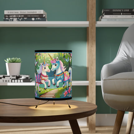 Baby Unicorns and Fluttering Butterflies Tripod Lamp