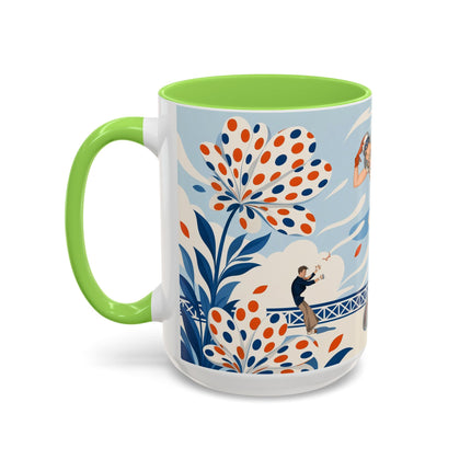 🌼🧡 The Polka Dot Wind Dancer Colorful Mug – Art Deco Fashion Whimsy