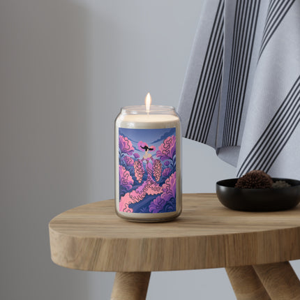 🌸🎀 The Pink Ruffle Garden Lady Scented Soy Candle – Art Deco Floral Elegance