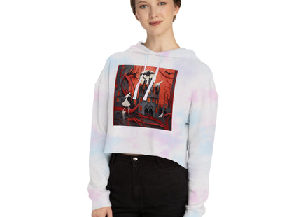 Halloween Night Scene Women’s Cropped Hooded Sweatshirt