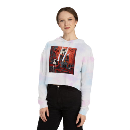 Halloween Night Scene Women’s Cropped Hooded Sweatshirt
