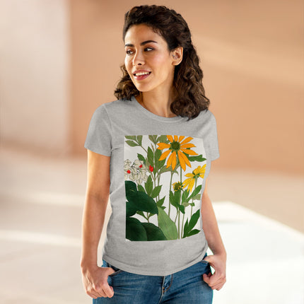 Clerodendrum & Rudbeckia Flower by Tanigami Kônan Women's Midweight Cotton Tee