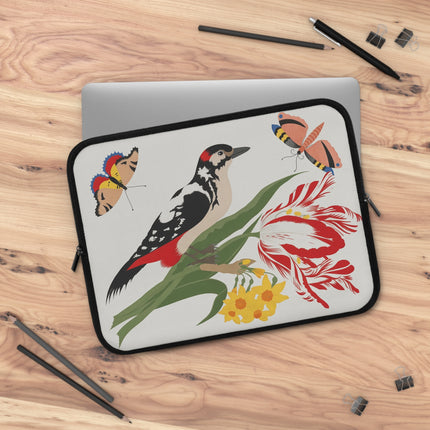 🐦🌷 Woodpecker & Tulip Laptop Sleeve – Vibrant Energy & Cheerful Charm