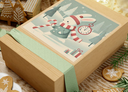 Candy Cane Timekeeper Bunny Kiss-Cut Stickers (4 Sizes)