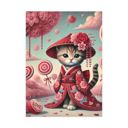 Whimsical Geisha Kitten in a Valentine Garden Postcard Bundles (envelopes included)