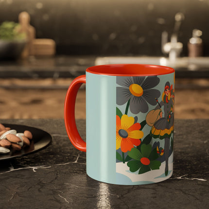 ❄️🌼 The Winter Flower Wanderer Colorful Mug – Colorful Art Deco Snow Fantasy