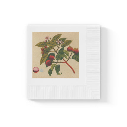 Album of watercolors of Asian fruits and flowers Pl.17 by Anonymous White Coined Napkins