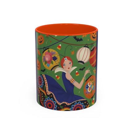 🏮🎃 The Lady Of Halloween Lanterns Colorful Mug – Colorful Art Deco Halloween Charm