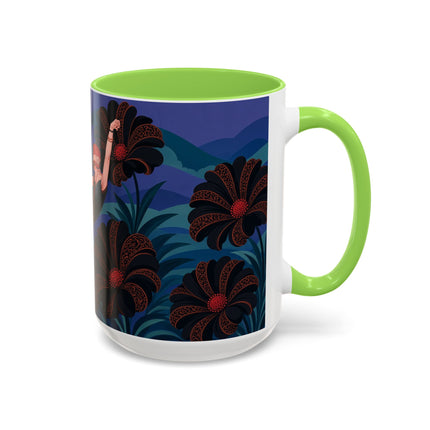 🖤🌺 The Midnight Floral Acrobat Colorful Mug – Art Deco Fashion Whimsy