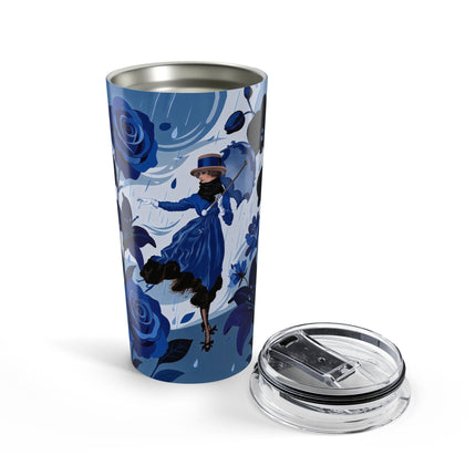 ☔💙 The Blue Rain Promenade Tumbler, 20oz – Art Deco Floral Fashion