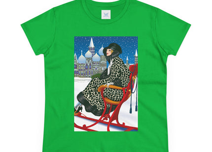 Elegant Winter Woman in Sleigh Women's Midweight Cotton Tee
