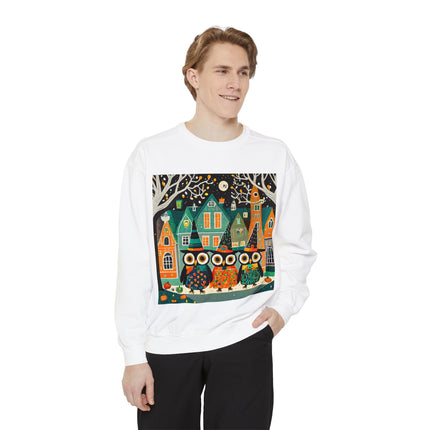 Night of the Trick-or-Treating Owlets Unisex Garment-Dyed Sweatshirt
