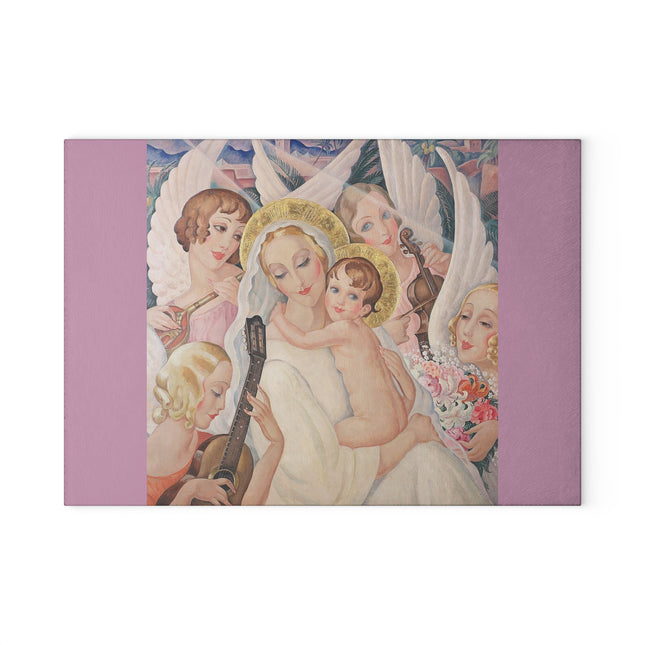 Madonna with Child Surrounded by Musical Angels by Gerda Wegener Glass Cutting Board