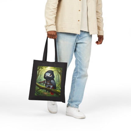 The African Grey Sentinel Cotton Canvas Tote Bag – Quiet Strength & Woodland Adventure
