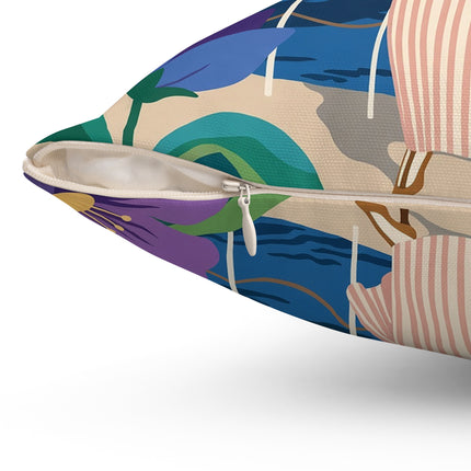 🌊🔭 The Lady Of The Seaside Lookout Square Pillow – Art Deco Nautical Adventure