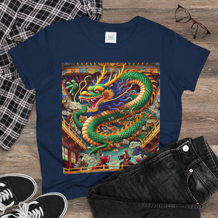 Tibetan Dragon Over Kabuki Duel Cotton Tee