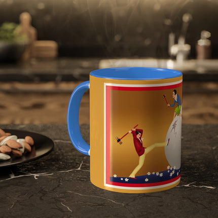 Crack-Up Comedy: The Great Egg Duel Colorful Mugs, 11oz